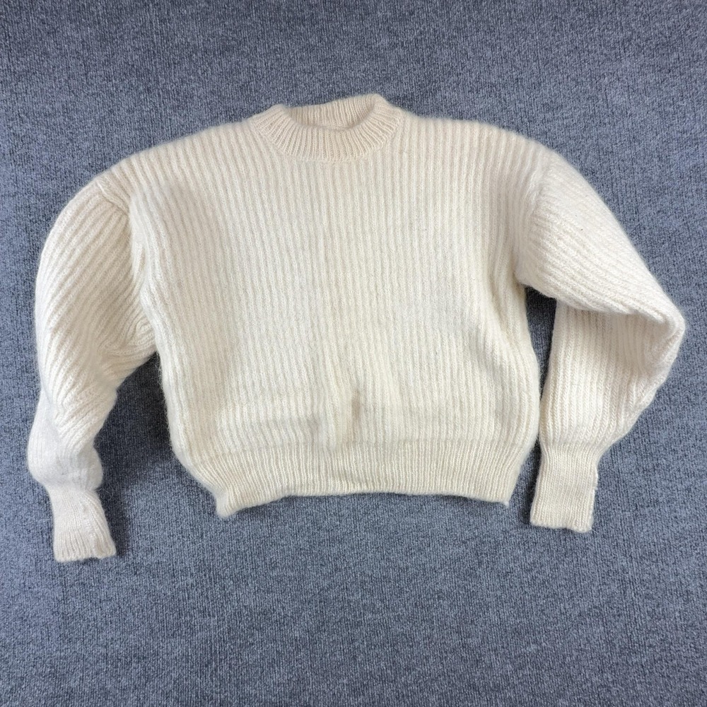 Floss Sweater Womens 2XL White Wool Rib Crewneck Pullover Iceland Heavyweight